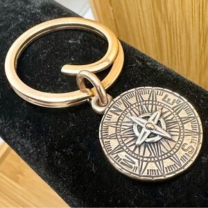 JAMES AVERY Sterling Silver & Bronze Compass Point the Way Key Chain; Split Ring